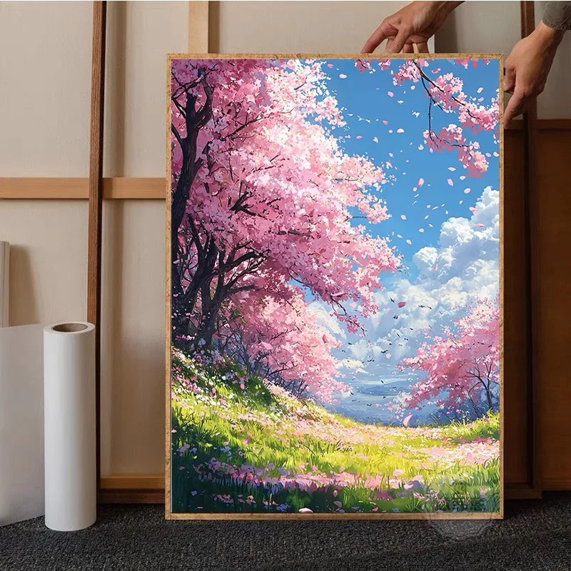 

Spring Blooming Cherry Blossom 5D Diamond Painting Handmade Living Room Lacape Stier Bri Modern Simple Sle Framed