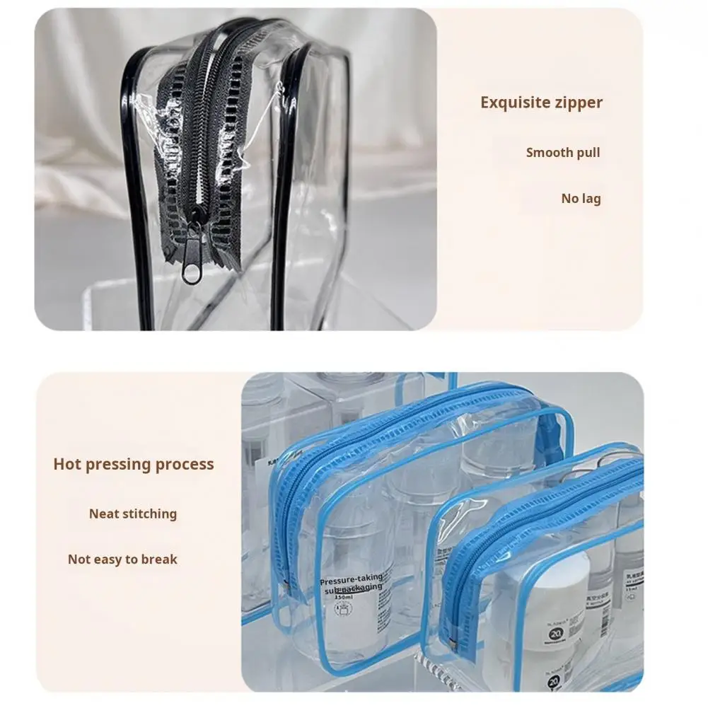 Waterproof Toiletry Bags Makeup Bag Set Transparent Cosmetic Bag Set with Zipper Closure for Business Trips Waterproof Portable