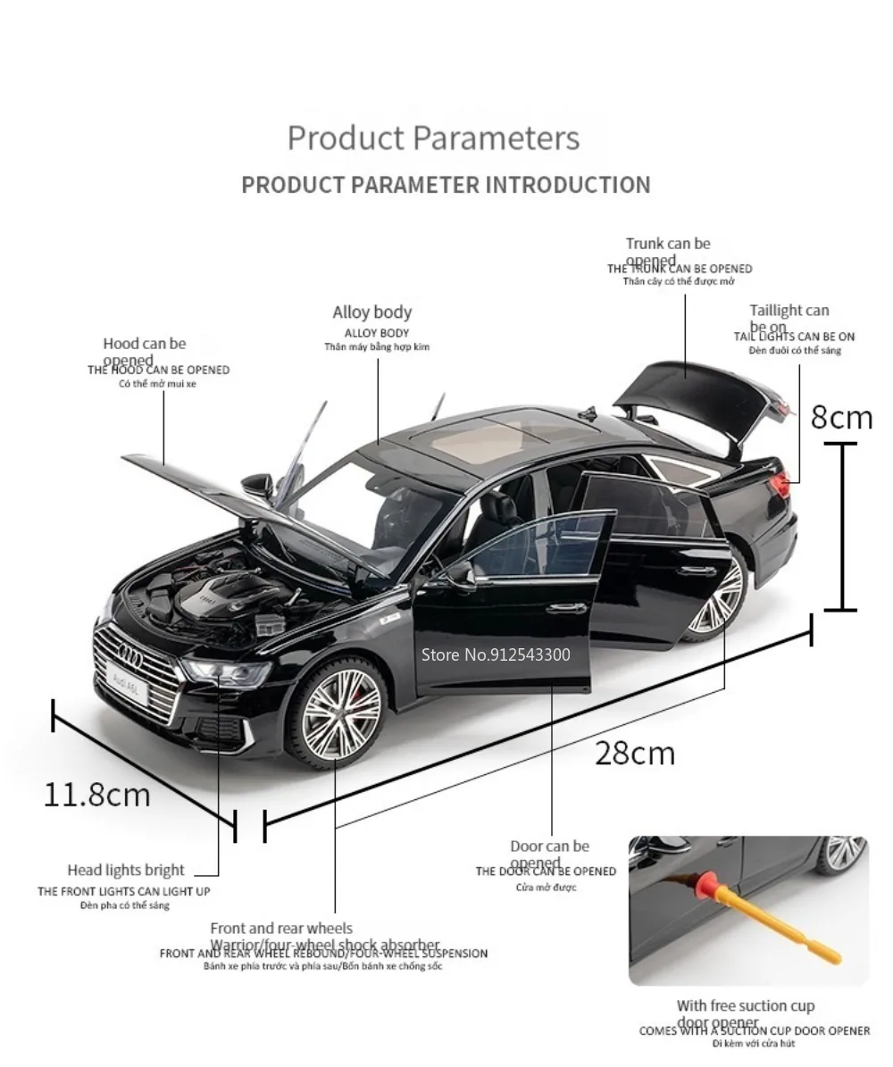 1/18 AUDI A6L Alloy Car Model Toys Diecast Cars 6 Doors Opened