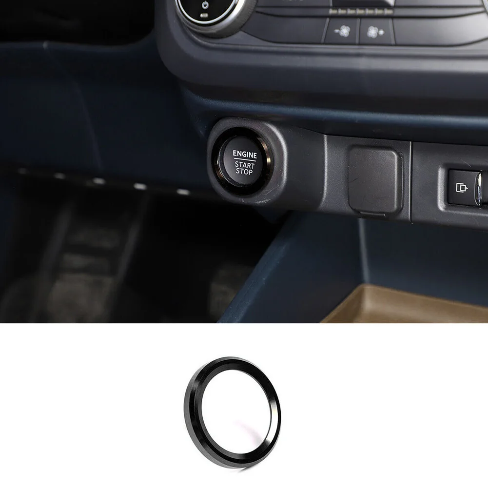 Black Alloy Luxury Black Alloy Engine Start Stop Button Cover Ring for Ford Maverick 2022 No Modifications Needed