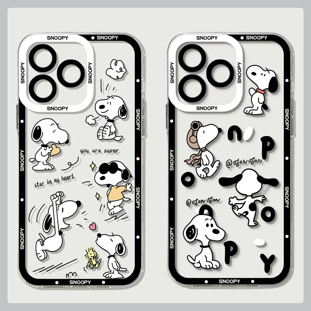 S-Snoopys Cute Cartoon Phone Case For iPhone 15 14 13 12 Mini 11 Pro Max X XR XS 6 7 8 SE20 Plus Soft Silicone Transparent Cover