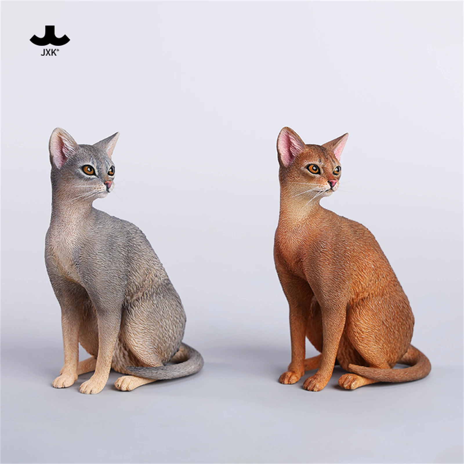 

JXK 1:6 Scale Abyssinian Cat Statue Felis Catus Animal Collection Model Scene Decoration Realistic Birthday Gift Accessory