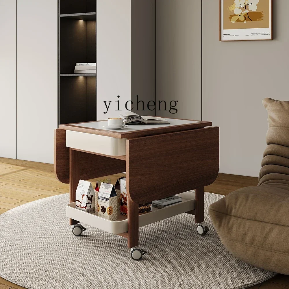 ZC dual-purpose table movable folding solid wood coffee table trolley small apartment multi-functional sofa side table