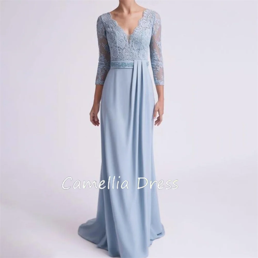 

Stunning V Neck Mother Of The Bride Dress Sheath Floor Length Appliques Chiffon Formal Dresses Vestidos Mae Da Noiva Casamentos