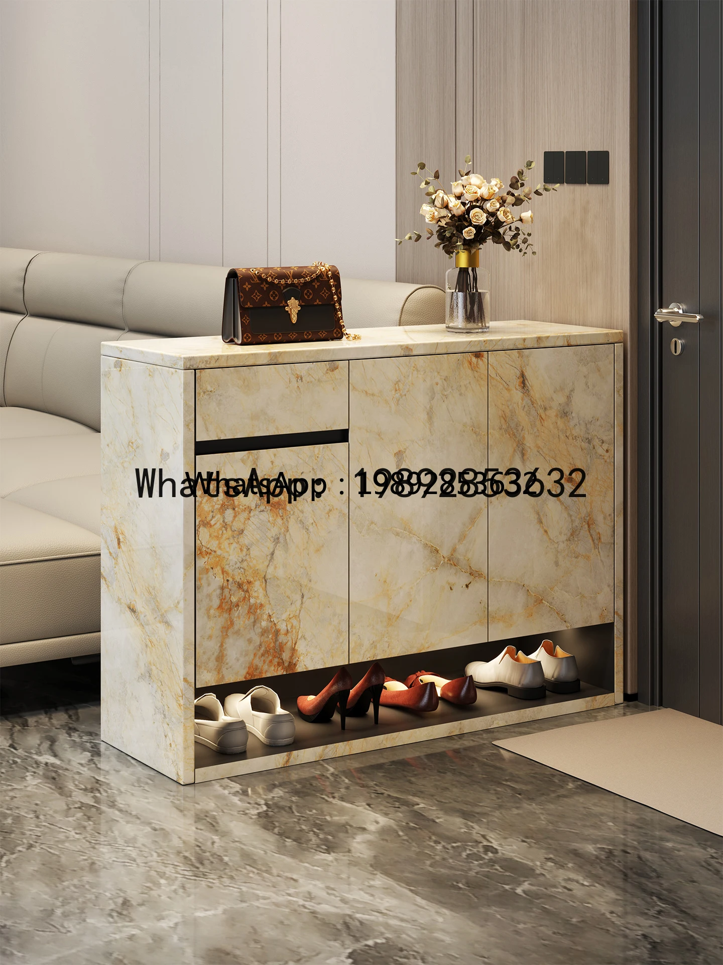 B1 Full Rock Slab Entryway Cabinet Living Room Partition Cabinet Entryway Front Door Screen Cabinet New Model Foyer