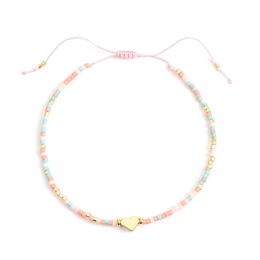 Minimalista Miyuki Bead Jewelry Dainty Heart bracciali per le donne Multicolor colorato Boho Fashion Love Charm Friendship