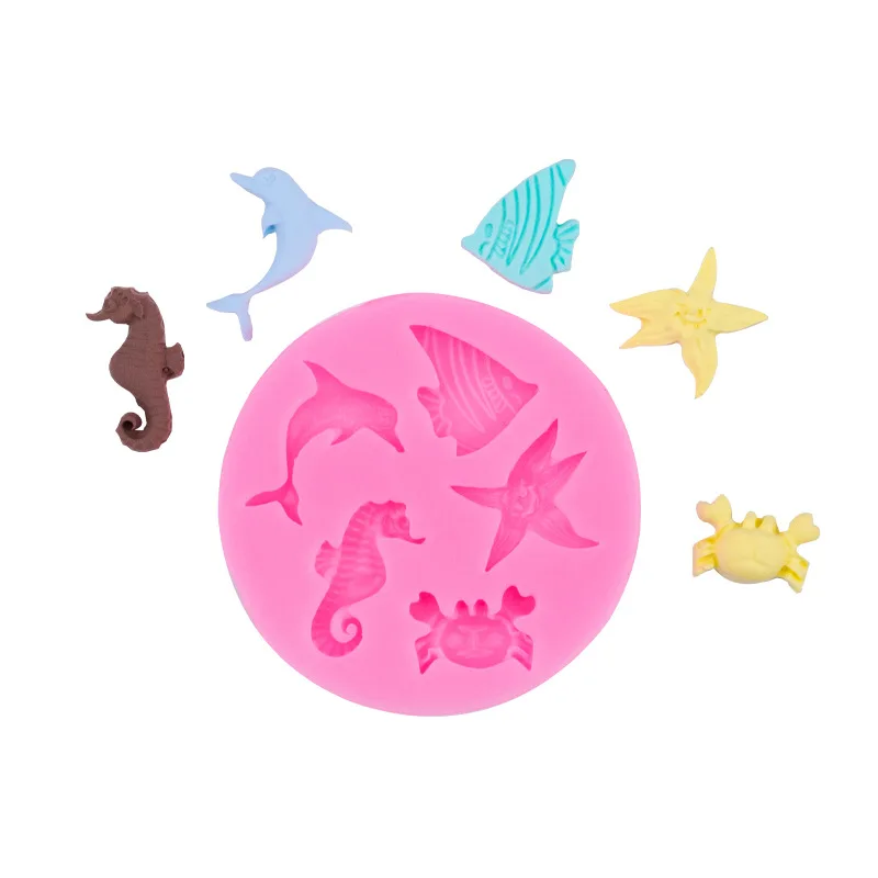 Silicone Cake Mold Mould DIY Ocean World Decoration Kitchen 3D Cute Sea Horse Cake Mold  Fondant Decorating Modelling Tool