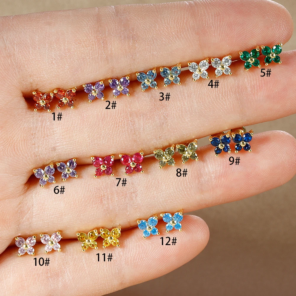 2 szt. Motyl CZ cyrkon Minimalne kolczyki do piercingu Tiny ze stali nierdzewnej Helix Tragus chrząstka stadniny kolczyk gorąca biżuteria aretes — zdjęcie 5