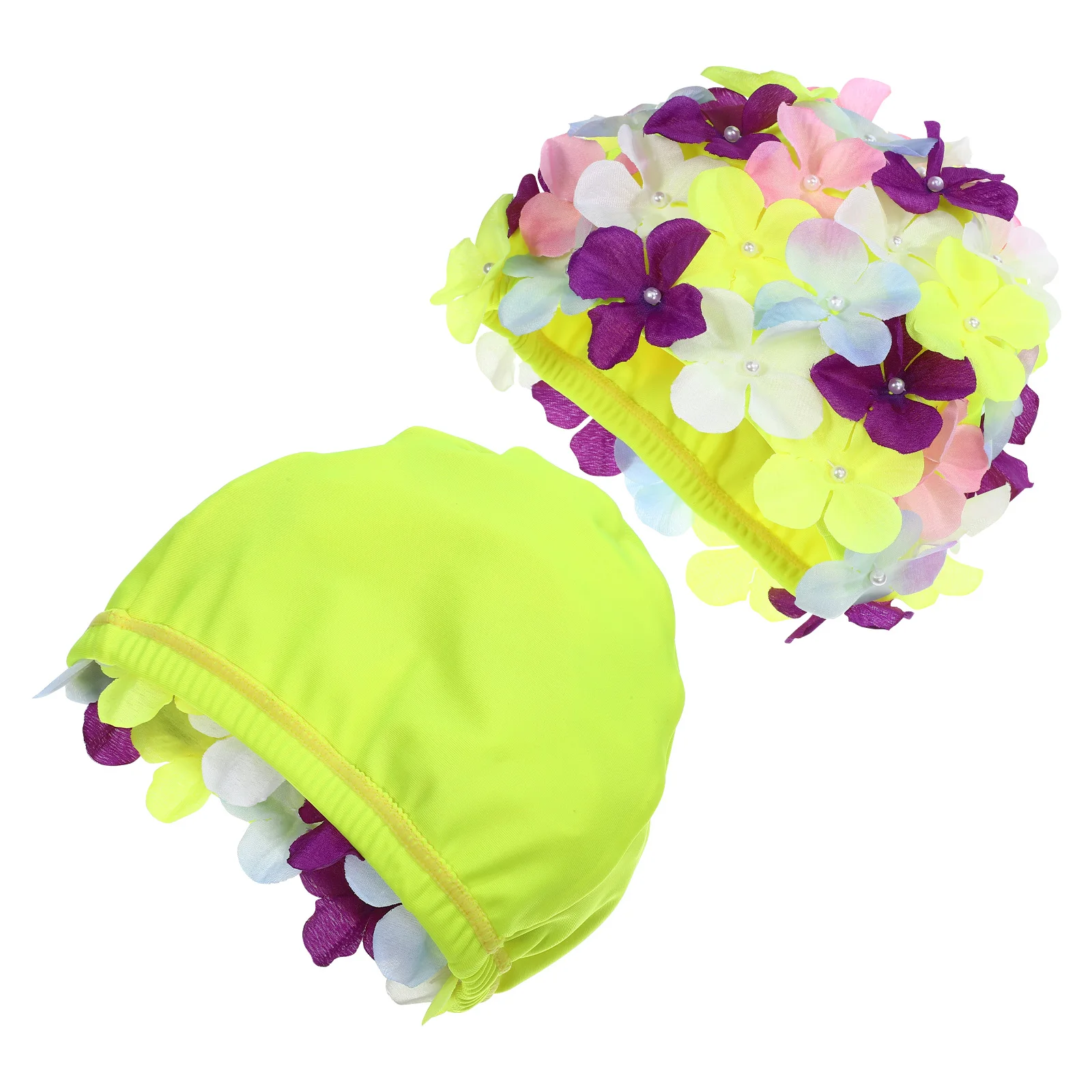 

Large Size Swimming Cap Ladies Flowers Floral Petals Swimmers Caps for Women Three-dimensional Bathing Miss