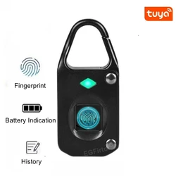 Tuya Bluetooth Mini Fingerprint Smart Padlock Keyless Anti-theft Luggage Case Lock For Gym Backpack Battery Padlock