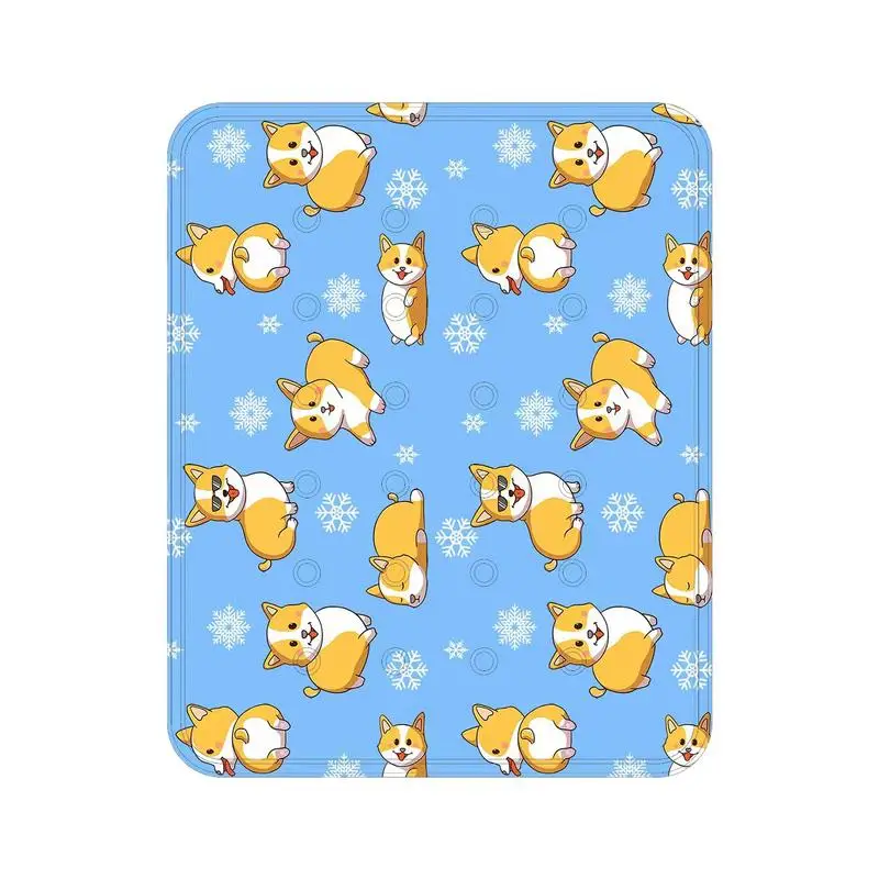 Estera refrescante para perros, cómoda almohadilla para dormir para perros, bonito patrón de animales con refrigeración automática, suministros para mascotas al aire libre, cama Rectangular para gatos, refrigeración