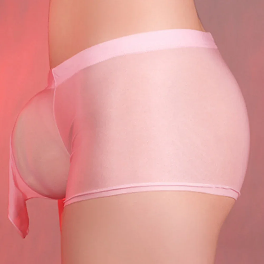 Men Sexy Oil Shiny Glossy Briefs Sheer Mesh See Through Panties Dick Closed Sheath Erotic Underpants Temptation Underwear
