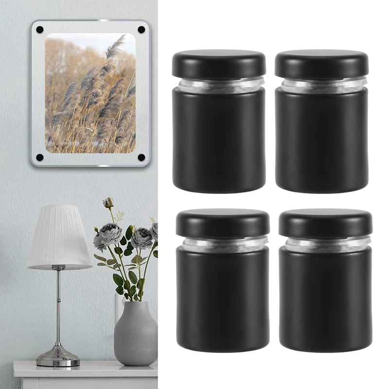 LICE-8 Pack Viti distanziatori 3/4 x 1 pollice Distanziali per cartelli neri Kit di viti pubblicitarie per cornici in acrilico appese