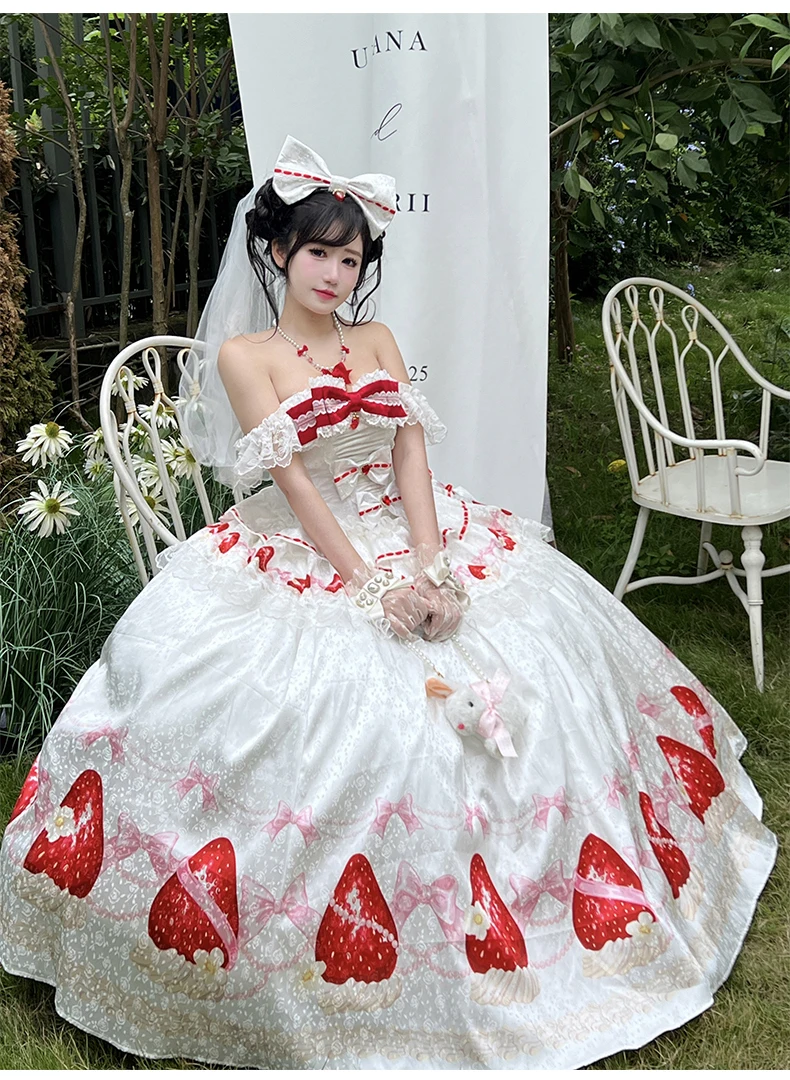 Splendido abito da sposa per compleanno in stile principessa, fascia alta, elegante, con fiocco, spalle scoperte, dolce e carino, maxi abiti slim per le donne Lolita