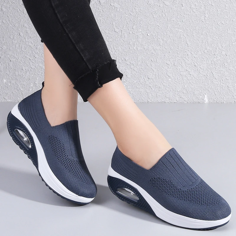 Big Size43 Black Woman Sneakers with Platform Casual Wedge Sports Shoes for Women Walking Summer Ladies Footwear Designer Sneake