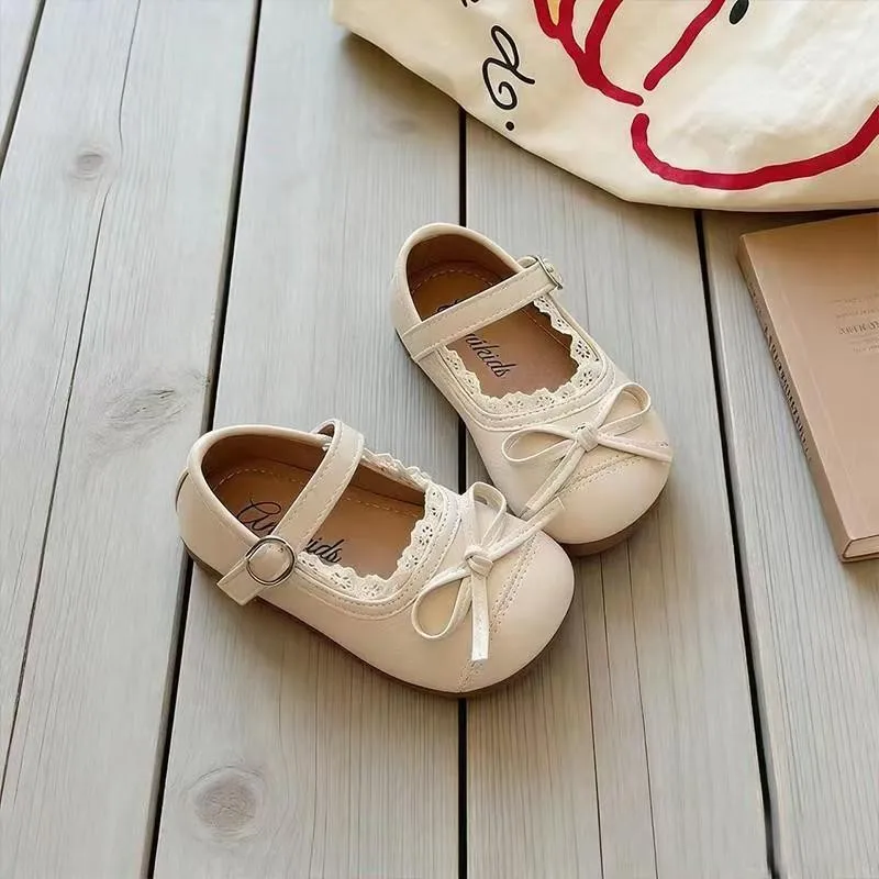Mumoresip Toddler Walking Shoes Sweet Lace Baby Princess Shoes Round Toes Soft Sole 2026 Brand New Kids Leather Shoes Trendy