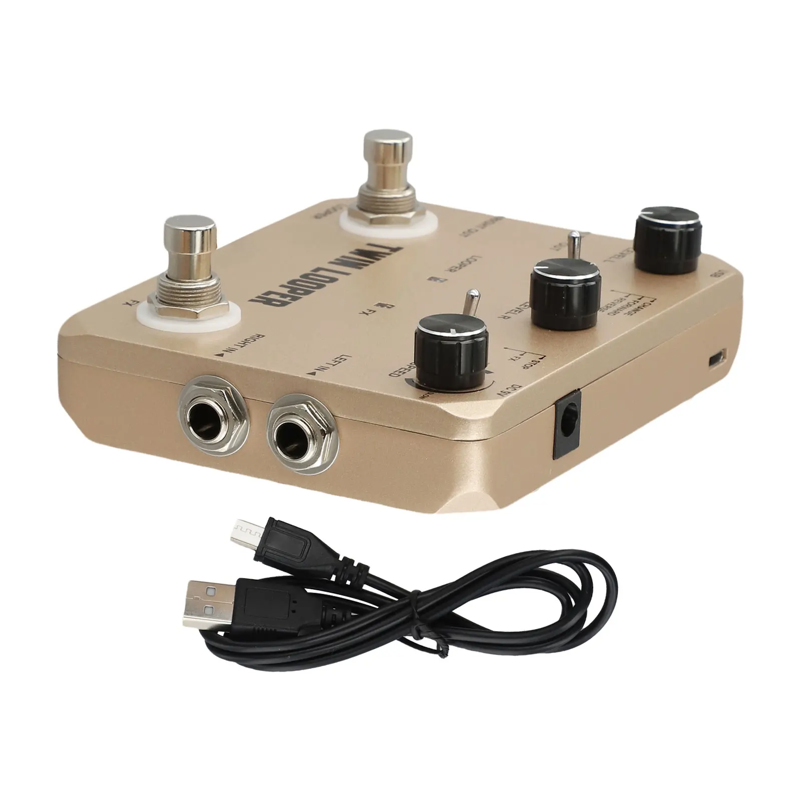 Rowin Twin Looper Pedal with 11 Play Modes Solid Construction and 10 Minute Looping Time for Diverse Performance Options