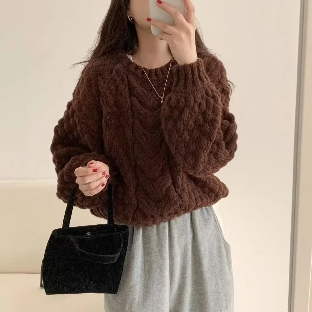 5 Colors Sweaters Women Twisted Design Chic Simple Solid Classic Knitwear Spring Ins Daily Elegant College Stylish Pullover Cozy