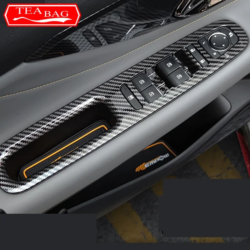 

For Trumpchi GAC Empow R 2022-2024 Car Door Glass Switch Stickers Lift Armrest Panel Stickers Carbon Fiber Interior Accessories