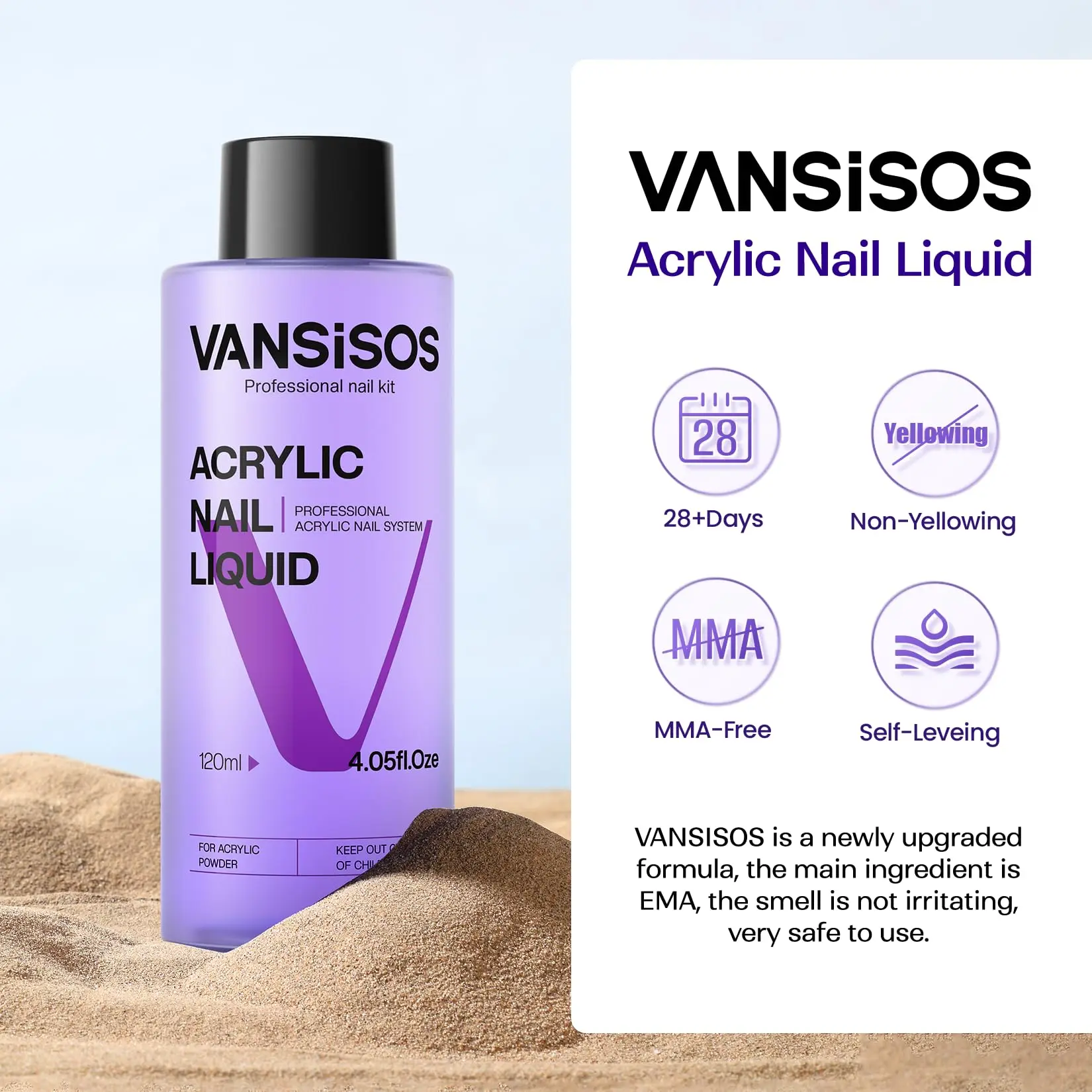 Professional Acrylic Nail Liquid: Acrylic Liquid for Acrylic Powders Non-Yellowing for MMA-Free DIY Home Nail Salon Use