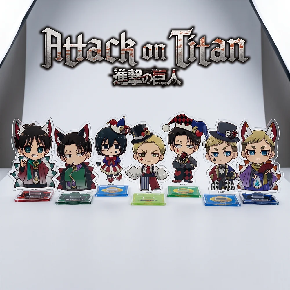Attack on Titan Levi Ackerman Erwin Smith 10CM Cute Anime Acrylic Stand Keychain Character Model Cosplay Desk Decor Fan Gifts
