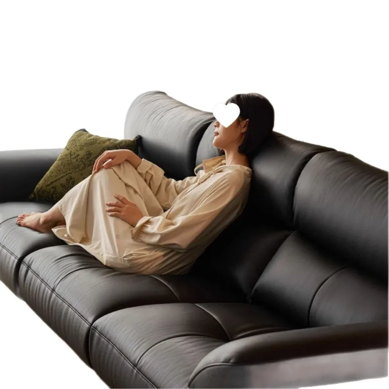 North American black walnut living room 2025 new leather sofa straight row furniture