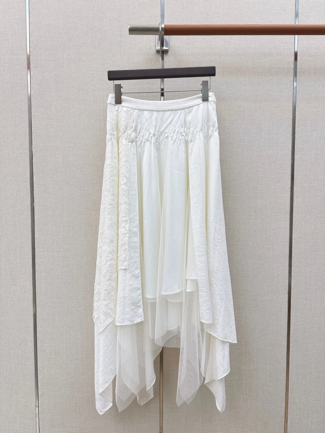 

2026 Summer Beach Skirt Fashion Women's Linen Midi Skirt White Casual Ladies Lace Asymmetrical Skirt Long