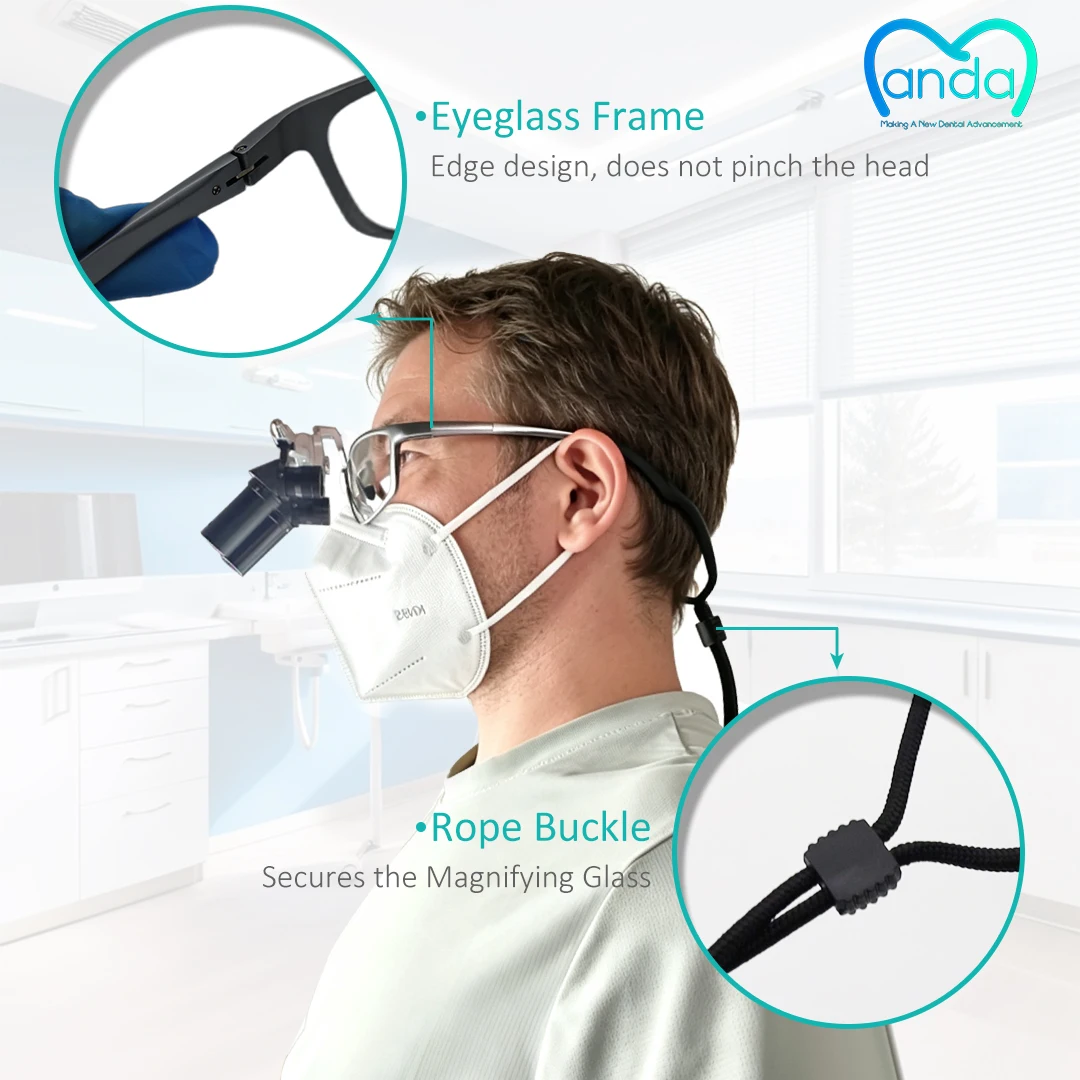 5X Dental Loupe Glasses Lightweight Adjustable 450mm Working Distance | Comfortable Binocular Magnifier for Dentist Daily Use - view 5