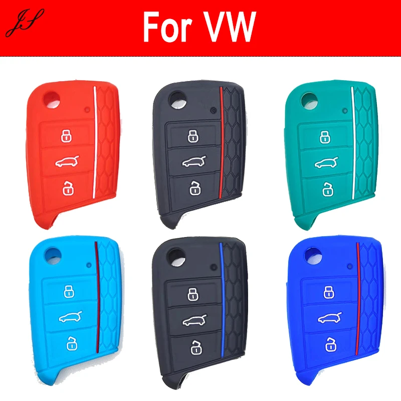 3 Buttons Car Key Case Silicone Cover Shell For VW Golf 7 MK7 Tiguan MK2 Polo Skoda Octavia A7 Kodiaq KeyFob For Seat Ateca Leon