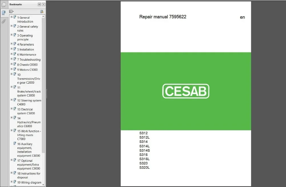 

Каталог запасных частей для вилочного погрузчика Cesab и руководство по обслуживанию Полный DVD 28 ГБ