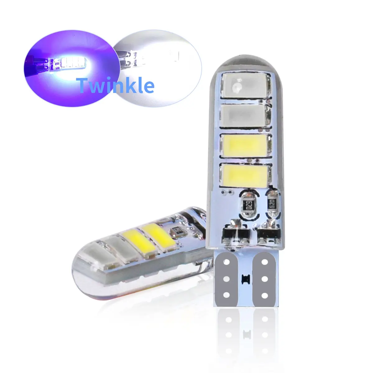 

2 Pcs LED Bulbs 12V/24V 5730 Chips T10 W5W WY5W Two Tone Strobe Lights For Car/Truck Parking Drive Wedge Reading Brake Light