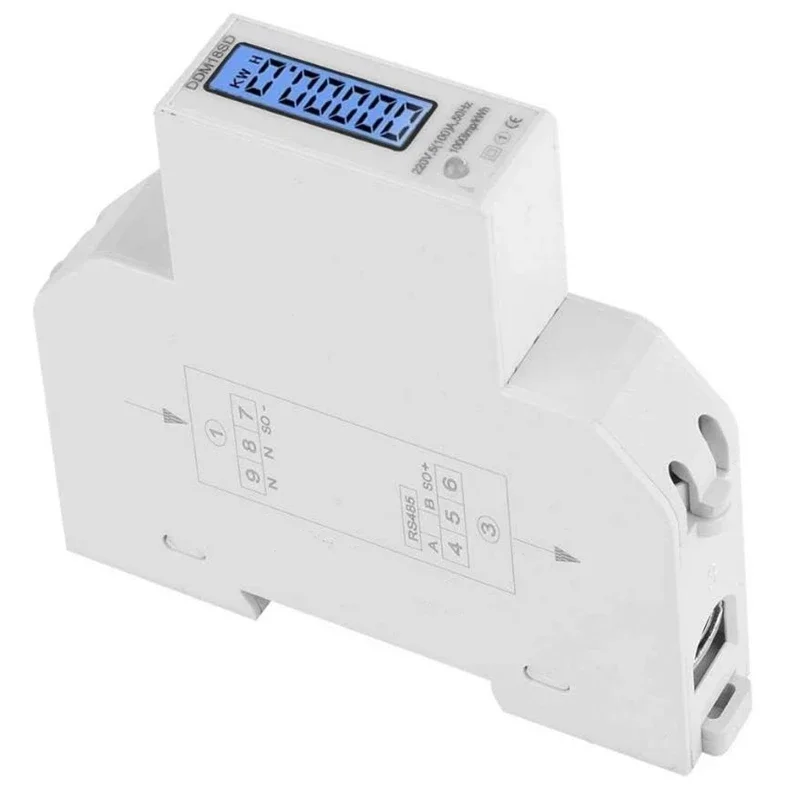 5(45)A 45A 220V 230V 50HZ 60HZ LCD display Single phase Din rail KWH Watt hour din-rail blue backlight energy meter