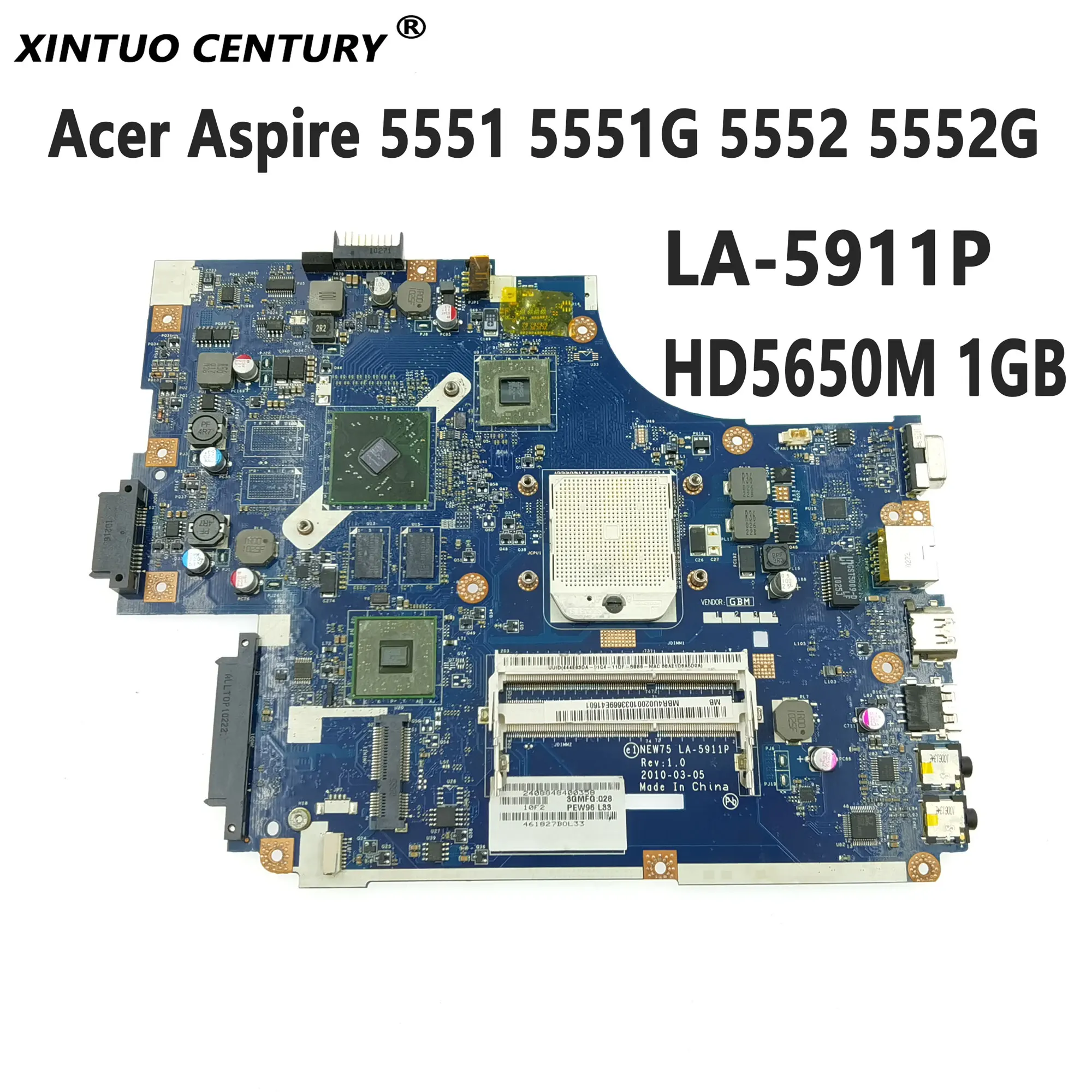 

MBPUU02001 for Acer Aspire 5551 5551G 5552 5552G Laptop Motherboard NEW75 LA-5911P with HD5650M 1GB 100% Test Work