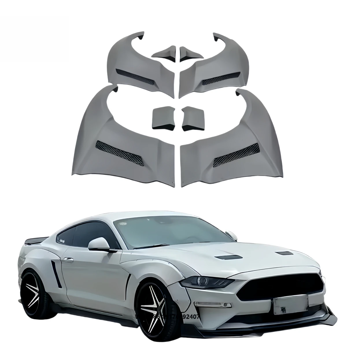 

For 2012-2024 forFord Mustang Modified Wide Body Fender Front and Rear Bumper Mustang Body Kit