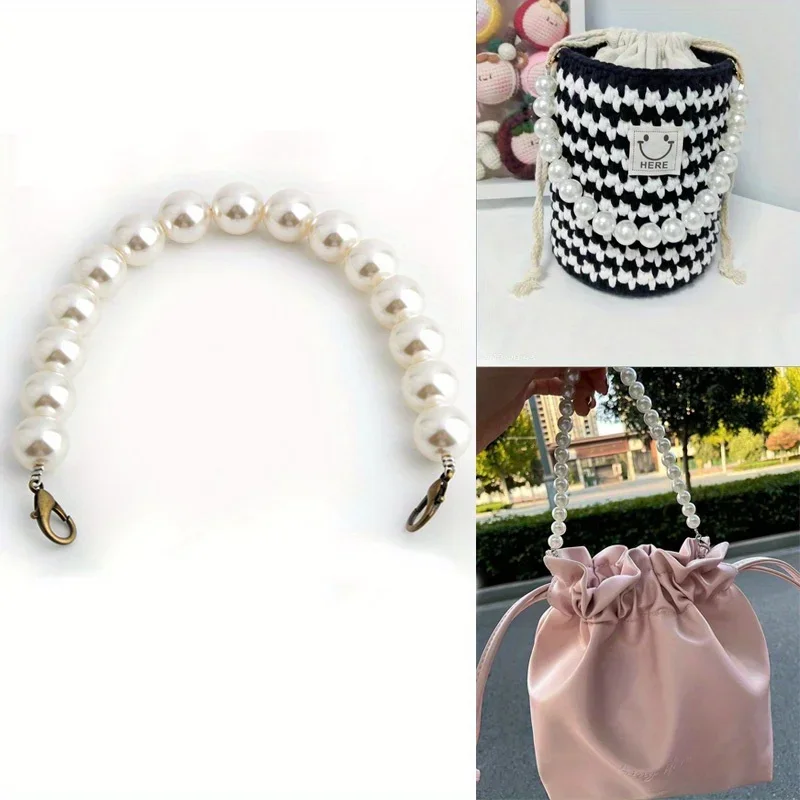 1PC 32cm/120cm Crossbody Bag with Buckle Hook Pearl Chain Strap Beaded Handbag Handle Chain Strap Spring Buckle Jewelry