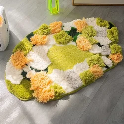 Tufting Moss Carpet Aesthetic Antislip Bathroom Rug High-Quality Fluffy Green Muscus Mat Bedrooom Decoration Headboard Carpet