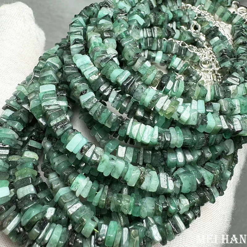 Meihan Natural arcane Top Emerald Irregular Gem Stone Loose Beads Bracelet Jewelry Making DIY Birthstone gift