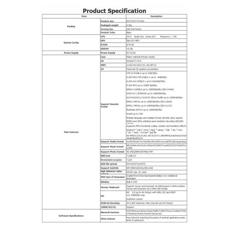 ABMF-Q6 Mini TV Stick Android 10 1GB + 8GB 2,4G + 5G Wifi + BT4.0 H313 Quad Core A53 Smart TV Box Android TV Stick PK DQ03 duradero