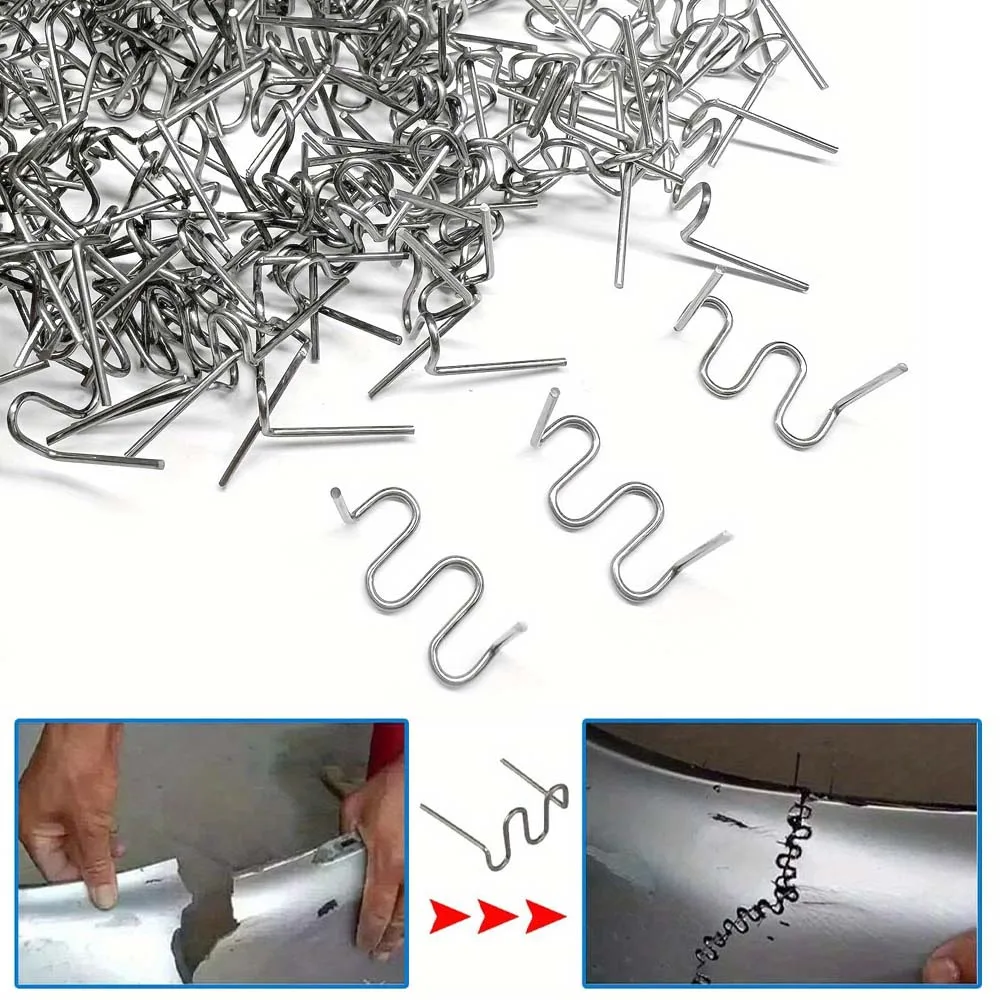 

100-300 шт. 0,8 мм скобы для горячего степлера для ремонта пластиковых бамперов - предварительно нарезанные волнистые гвозди из нержавеющей стали для автомобильного сварочного инструмента