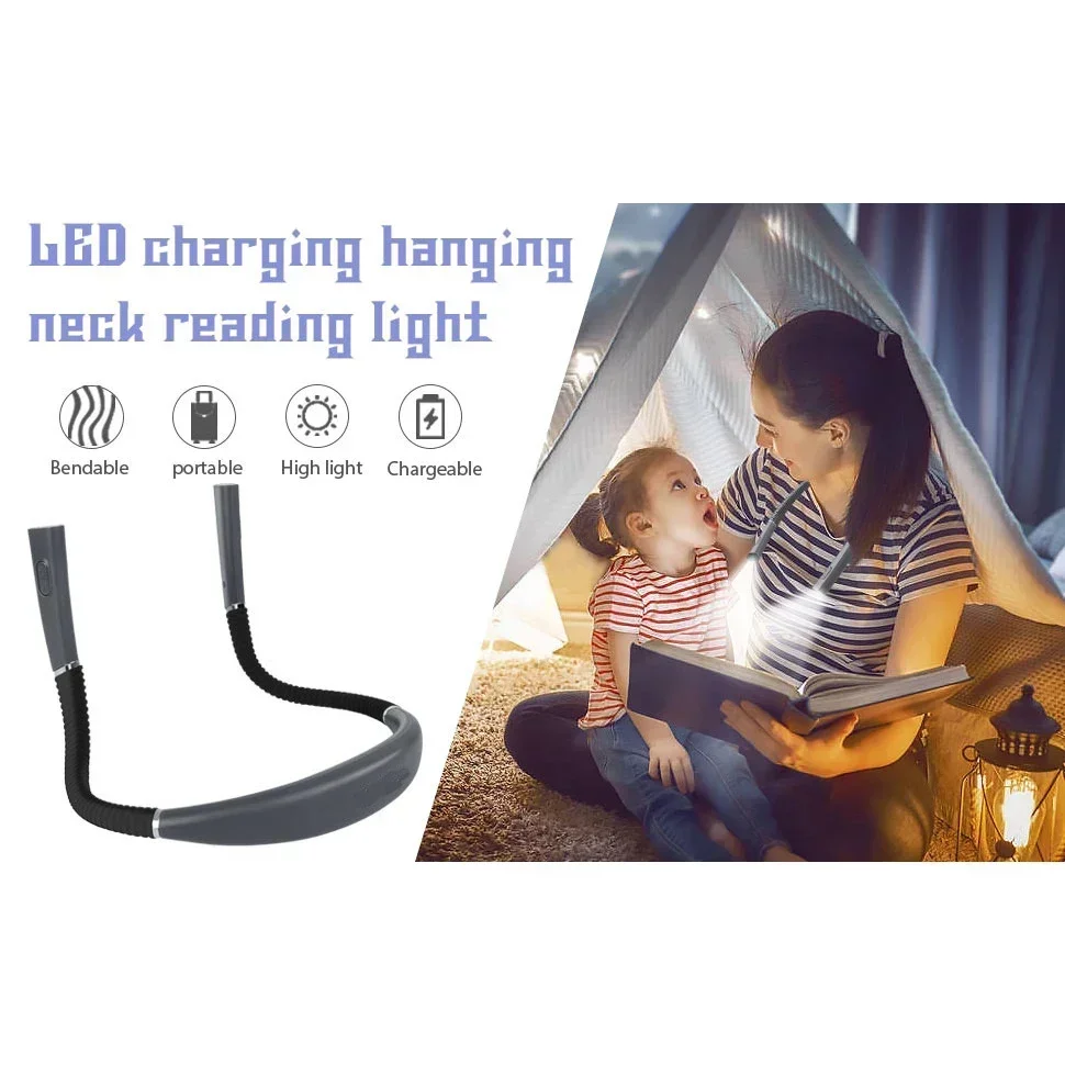 Imagem -06 - Flexível Reading Light Hands Book Light Pendurado Read Lamp Usb Portátil Recarregável Iluminação Novidade Pescoço