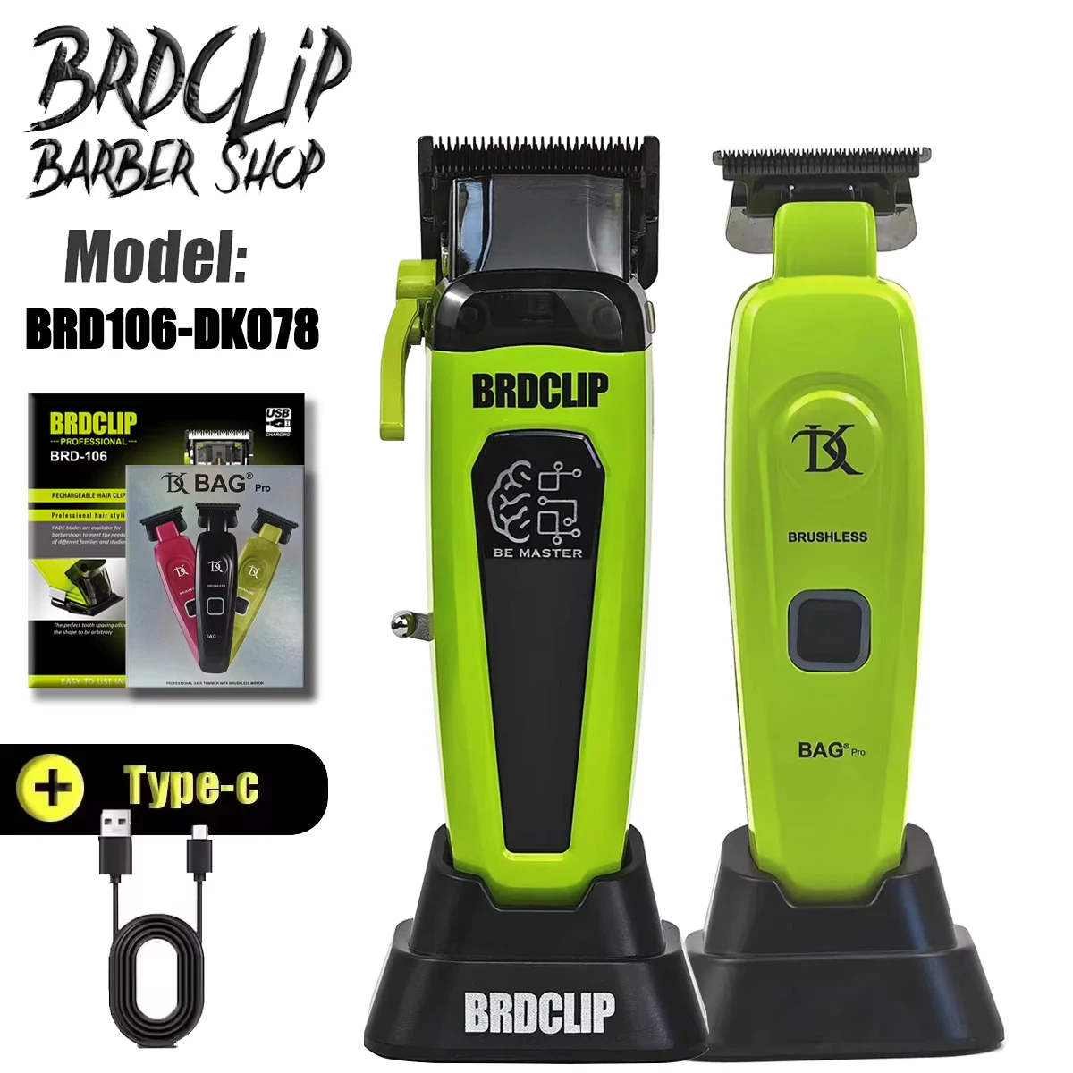 New Professional BRDCLIP BRD106 078 Hair Clipper 7500RPM 7200RPM Hair Salon Trimmer DLC Blade with Charging Base Barber for Men