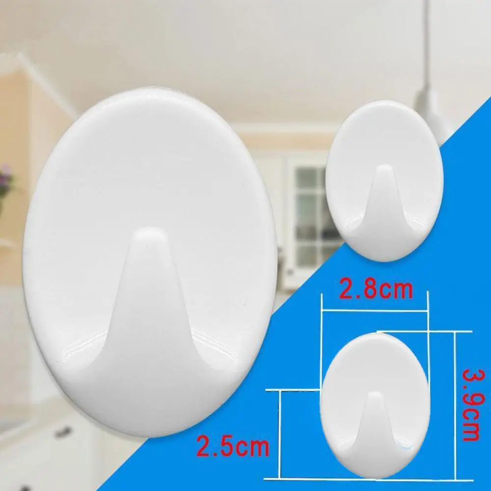 5pcs White Self Adhesive Plastic Hook Bathroom Wall Robe Towel Hanger Coat Clothes Bags Rack Kitchen Storage Organizer Hardware