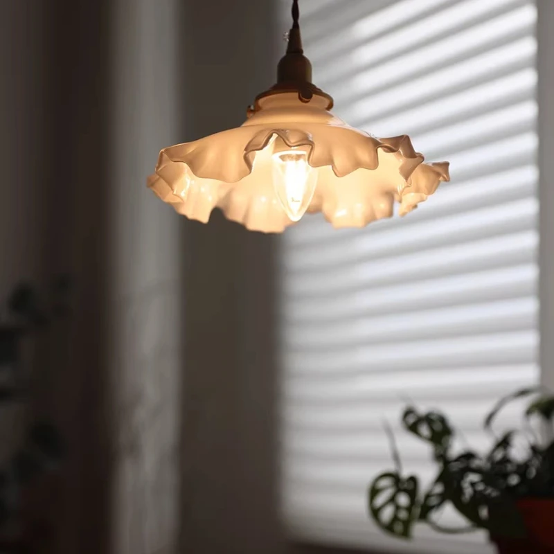 

French medieval brass glass chandelier Japanese retro restaurant cafe bar entrance aisle