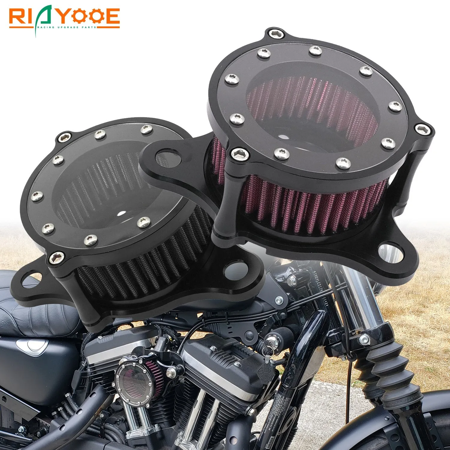 High Flow Air Filter Motorcycle Accesorios for Harley Davidson 883 Sportster 1200 Sport CNC Plate Air Intake Filter System Kit