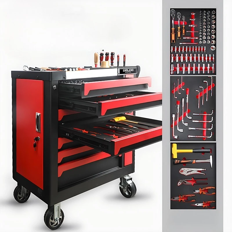 2025Tool Set Box Drawer Rolling Metal Tool Cabinet Trolley with Tools