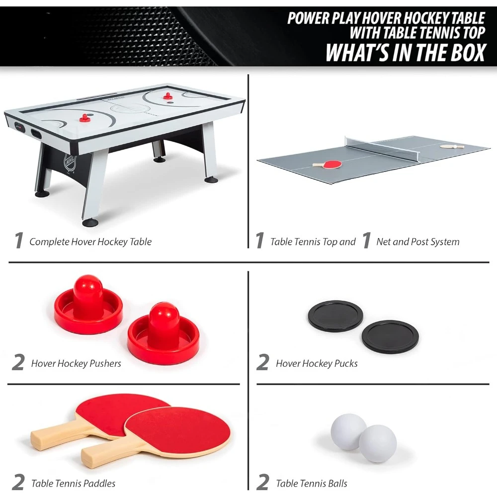 Air Hockey Game Tables, Play 2-in-1 Air Hockey Table with Table Tennis Top - Perfect for Family Game Room, Adult Rec Room