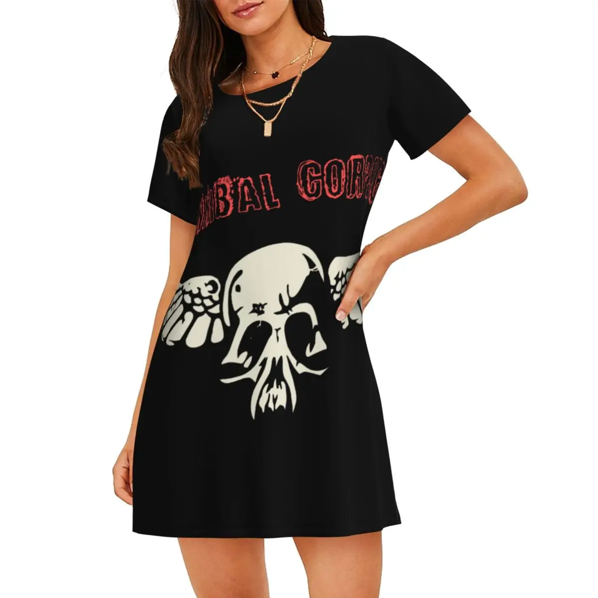 

Женская ночная рубашка с короткими рукавами и принтом Death Metal Skull Corpse Cannibal, ночные рубашки с короткими рукавами для отдыха