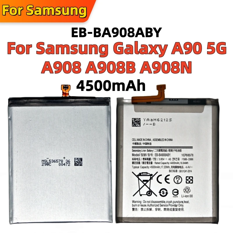 Brand New EB-BA908ABY 4500mAh High Quality Replacement Battery For Samsung Galaxy A90 5G A908 A908B A908N Mobile Phone +Tools