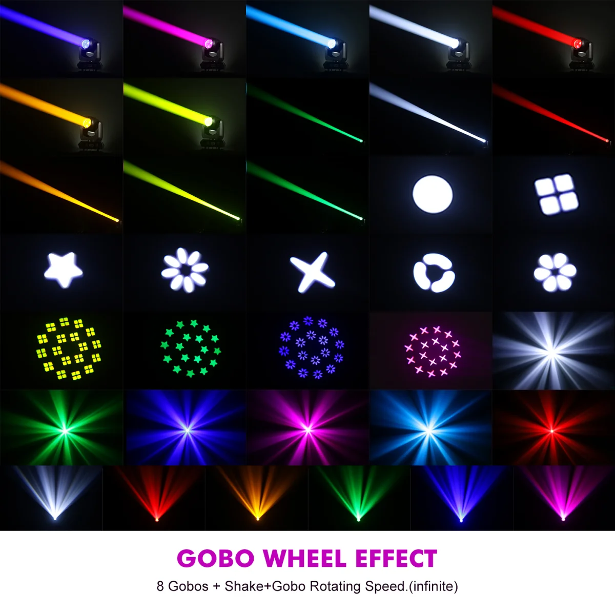 2 قطعة 150 واط LED تتحرك إضاءة أمامية شعاع صغير وبقعة 18 المنشور الدورية 8 ألوان و 8 Gobos DJ ديسكو بار ستروب ديسكو أضواء