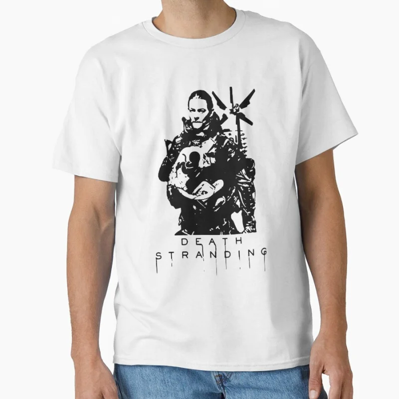 

black handsome Death Stranding Hideo kojima productions Gift T shirt for man Large size Tops Videogame Graphic Print Clothes